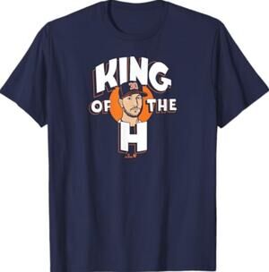 BREAKING T Mens Kyle Tucker King of the H Baseball T-Shirt Medium Navy NWOT